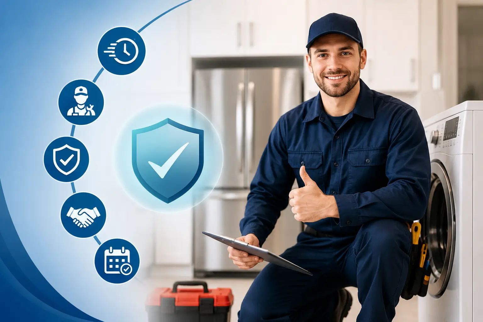 Technician working on a household appliance
